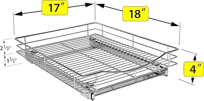 LYNK PROFESSIONAL® Pull Out Cabinet Organizer, 17" x 18" Slide Out Drawers for Kitchen Cabinets - Sliding Pull-Out Pantry Shelves – Home Shelf Organizers - Lifetime Ltd. Warranty, Chrome - ModernBath