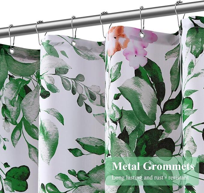 BOODII Hunter Green Plant Watercolor Shower Curtains 72 inches Long Floral Leaf Shower Curtain for Bathroom Botanical Leaves Hunter Green Eucalyptus Curtain Jungle Bathroom Decor 72x72 - ModernBath