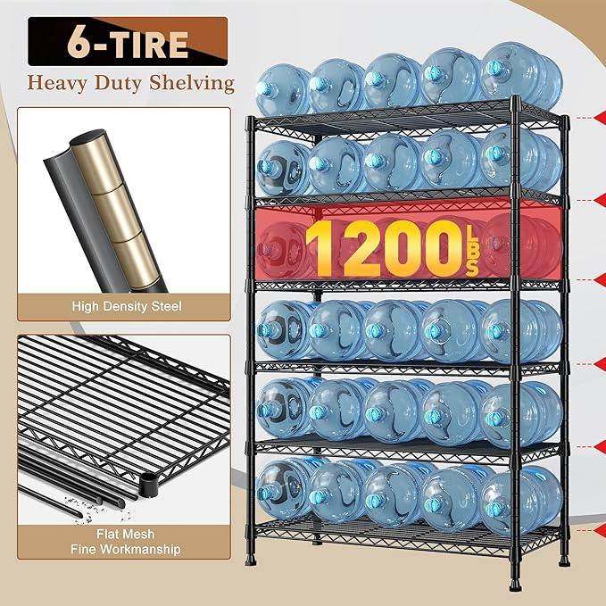 REIBII 71" H Metal Shelves 6 Tier Storage Shelves 1200LBS Adjustable Shelving Units and Wire Shelving Unit Storage Rack Shelf Metal Shelving, 71" H x 29" W x 14" D - ModernBath