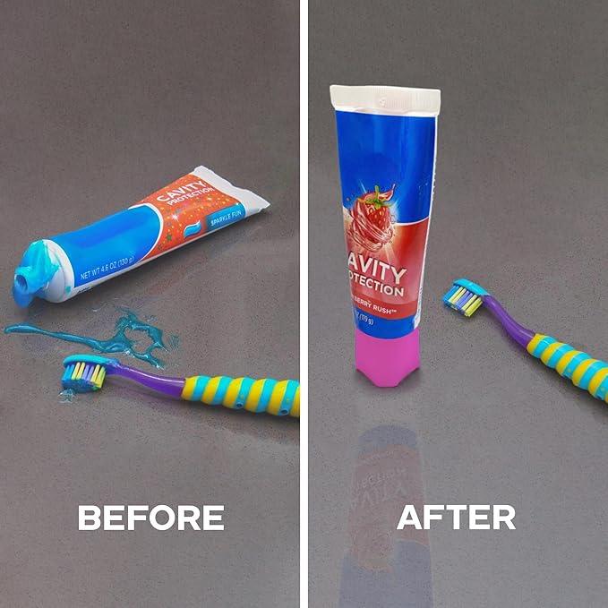 Chrome Cherry SqueezMe Self-Closing Toothpaste Caps, Silicone Lid for Kids & Adults, No Mess Toothpaste Dispenser, Self-Standing Easy Squeezer Cap, Bathroom Accessory, Self-Standing Pink, Pack of 1 - ModernBath