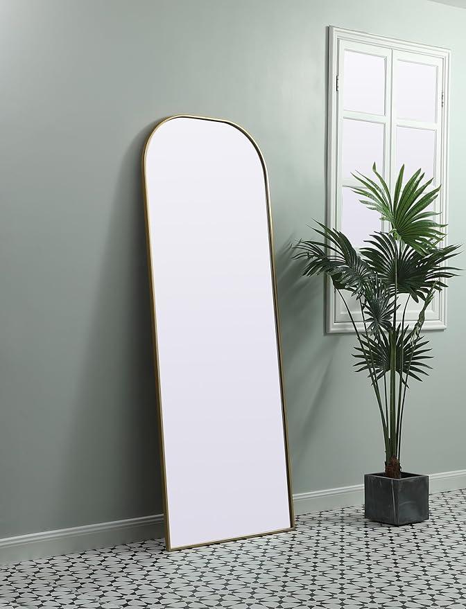 Illuminate, Metal Frame Arch Full Length Mirror 28X74 Inch in, Modern, Brass - ModernBath