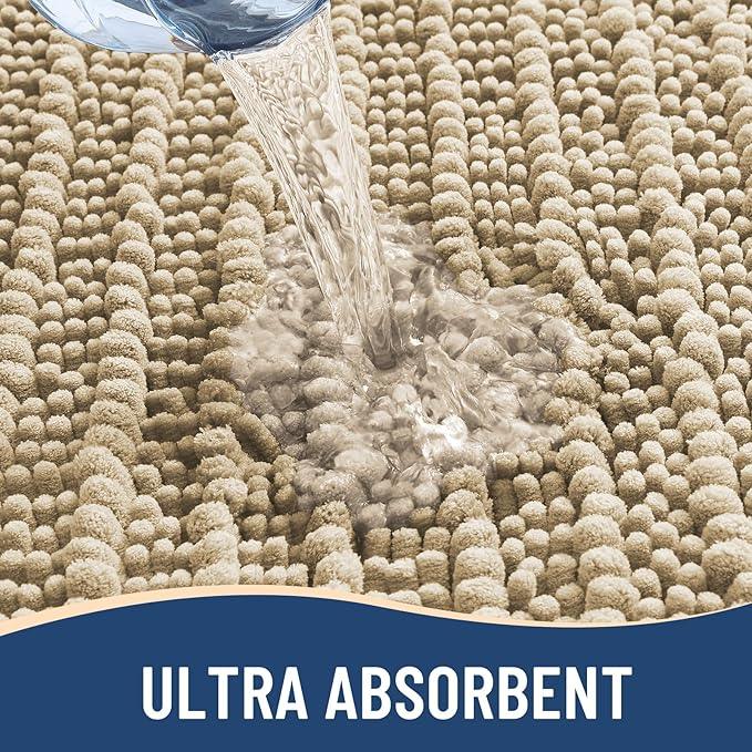 Arotive Luxury Chenille Bathroom Rug Mat, Extra Soft Thick Absorbent Shaggy Bath Rugs, Non-Slip Machine Wash Dry, Plush Bath Mats for Bathroom, Shower and Tub, 45x27, Beige - ModernBath