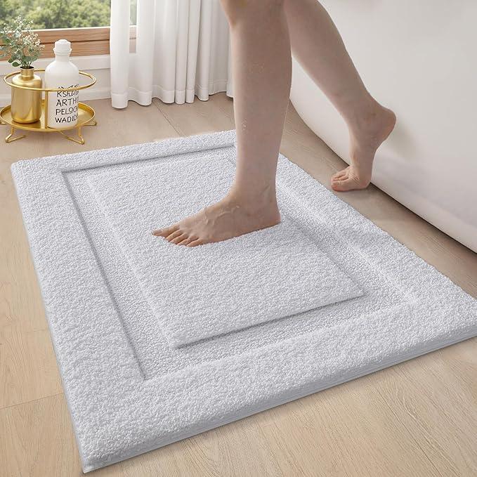 LUMI Ultra Soft Bathroom Rugs Non Slip with Rubber Backing, Absorbent Washable Bath Mat Quick Dry, Upgraded Premium Microfiber Plush Carpet for Bathtub and Shower Floor, White, 24x36 - ModernBath