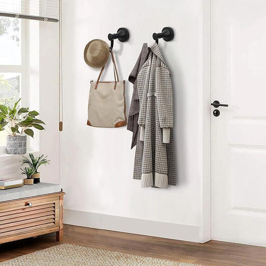 Black Bathroom Towel Hook, Matte Black Bathroom Robe Hook, Heavy Duty Double Towel Hooks Bath Modern Coat Clothes Hook Wall Mounted for Kitchen Washroom - ModernBath