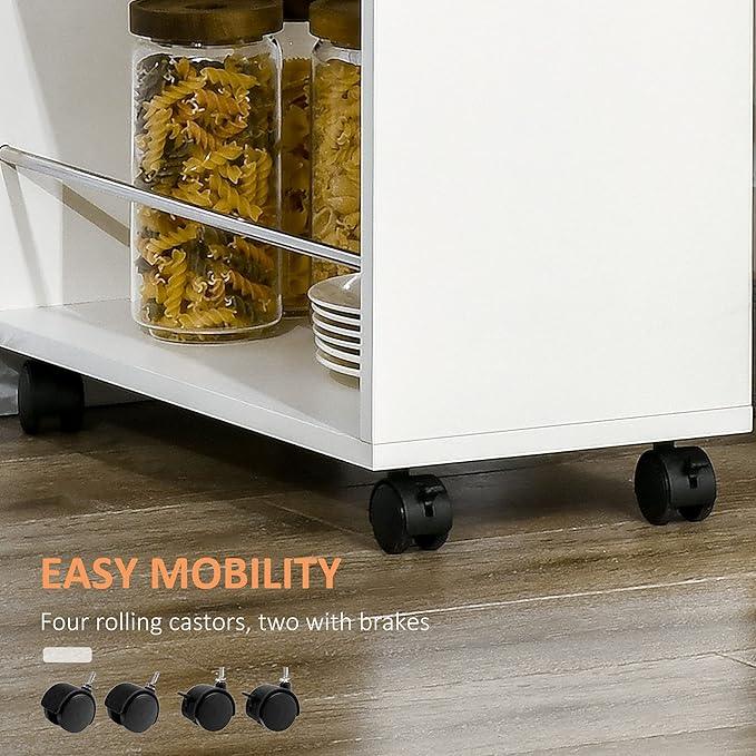 HOMCOM 3- Tier Slim Storage Cart, Rolling Narrow Kitchen Cart on Wheels for Small Place, Slide Out Side Utility Cart for Bathroom, Laundry - ModernBath