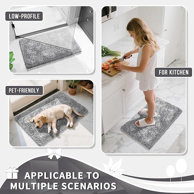 Yimobra Large Bathroom Rug Non Slip 36x24 Inch, Extra Thick Soft Absorbent Chenille Bath Mat, Machine Washable Bath Rugs for Bathroom Floor, Tub and Shower, Home Decor Accessories, Light Grey - ModernBath