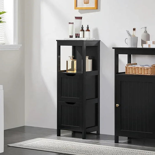 Yaheetech Bathroom Storage Cabinet, Small Floor Cabinet with 2 Removable Drawers, Slim Storage Organizer Rack Stand for Bathroom/Kitchen/Corner/Small Space,Black - ModernBath
