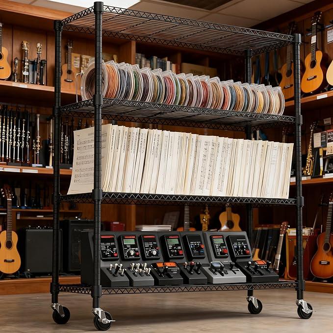 4 Tiers Shelf 1400 lbs Steel Storage Shelving Utility Shelving Unit Steel Organizer Wire Rack for Home,Kitchen,Office,Garage Black 17.7" D x 47.2" W x 62.7" H - ModernBath