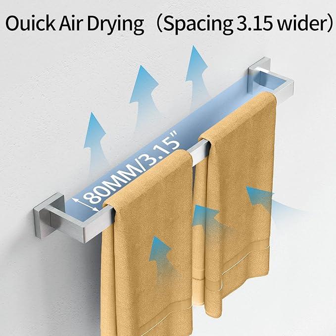 Bathroom Towel Bar, 24 Inch Towel Racks for Bathroom Wall Mounted, Stainless Steel Towel Rail Hanger for Wall, Nickel Towel Holder for Wall, Kitchen(2 Pack) - ModernBath