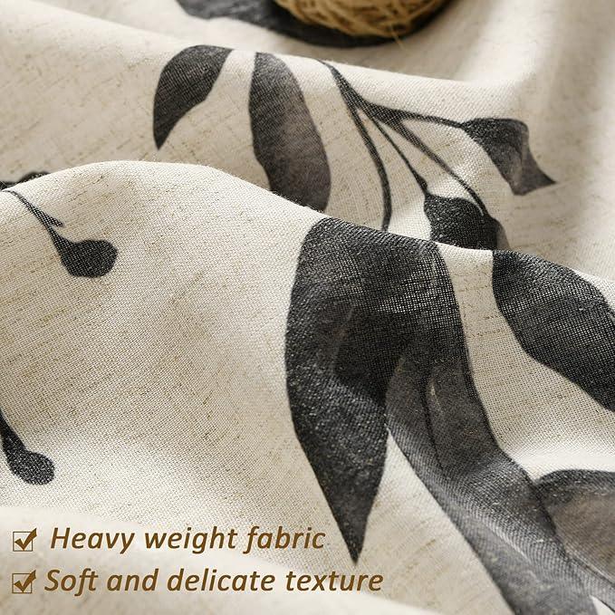 BOODII Dark Gray Farmhouse Linen Shower Curtains Set Slate Floral Eucalyptus Cloth Fabric Bathroom Curtain with Liner Nature Grey Leaf Double Shower Curtain Rustic Tan Grey Dove Decoration 72x72 - ModernBath