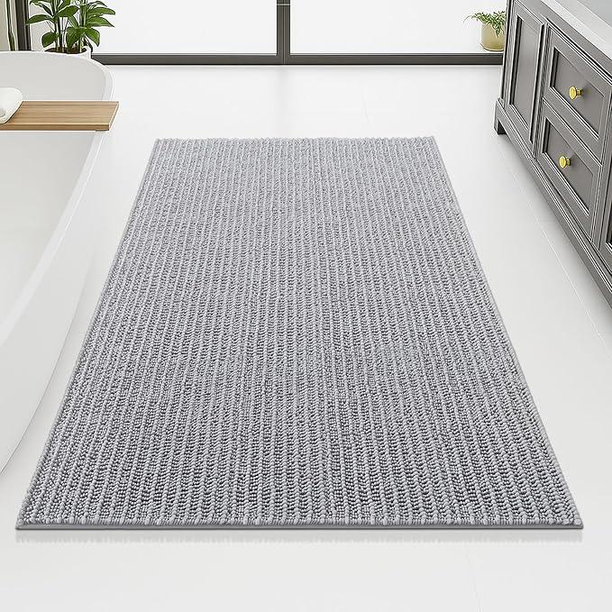 Arotive Luxury Chenille Bathroom Rug Mat, Extra Soft Thick Absorbent Shaggy Bath Rugs, Non-Slip Machine Wash Dry, Plush Bath Mats for Bathroom, Shower and Tub, 70x46, Light Grey - ModernBath