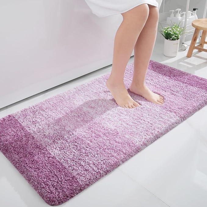 OLANLY Bathroom Runner Rugs 44x24, Extra Soft Absorbent Microfiber Bath Rugs, Rubber Backing, Quick Dry, Washable Bath Mats for Bathroom Floor, Tub and Shower, Home Decor Accessories, Pinkish-Purple - ModernBath
