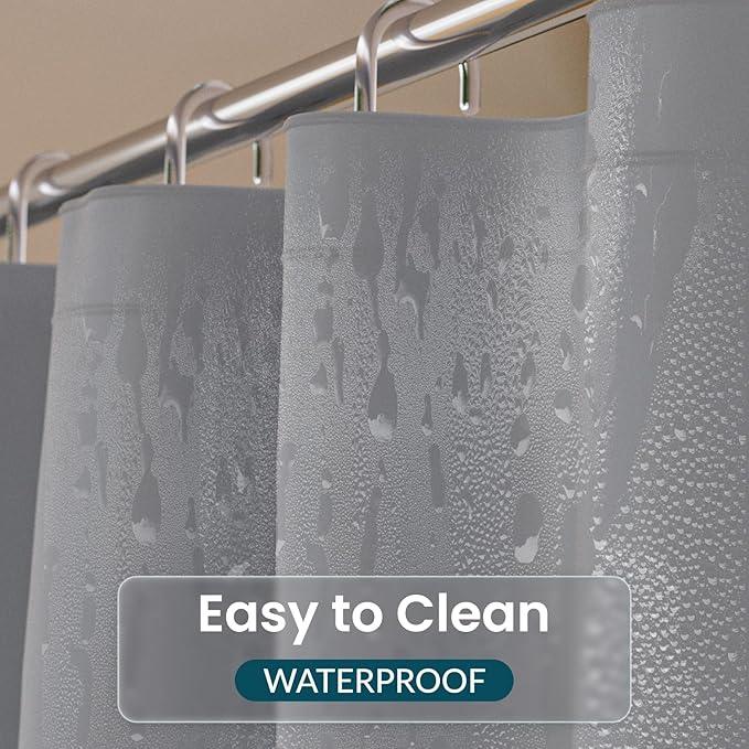 Titanker Plastic Shower Curtain Liner, 72x72 Grey Shower Liner Lightweight PEVA Shower Curtains for Bathroom, Waterproof Shower Liner with Magnets and Rustproof Grommet Holes - ModernBath