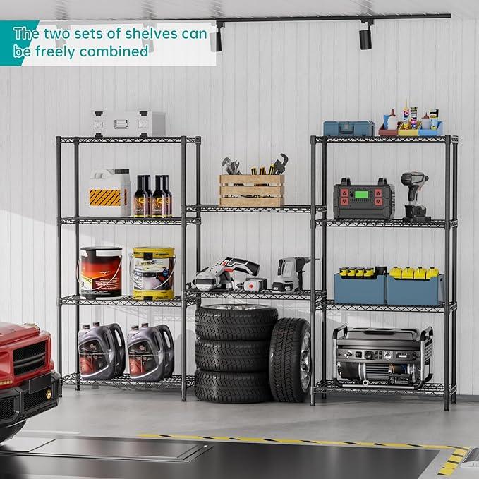 SINGAYE 5 Shelf Adjustable Heavy Duty Storage Shelving Unit 350 lbs per Shelf Steel Organizer Wire Rack Storage for Garage Office Pantry Ktichen Black 14" Dx36 Wx72 H - ModernBath