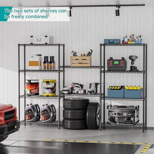 SINGAYE 5 Shelf Adjustable Heavy Duty Storage Shelving Unit 350 lbs per Shelf Steel Organizer Wire Rack Storage for Garage Office Pantry Ktichen Black 14" Dx36 Wx72 H - ModernBath