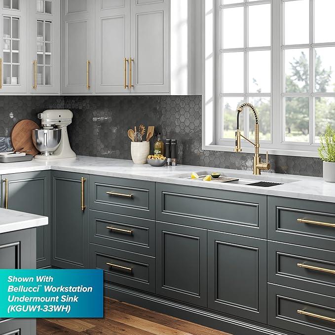 KRAUS Bolden Commercial Style 2-Function Single Handle Pull Down Kitchen Faucet in Spot-Free Brushed Brass, KPF-1610BB - ModernBath