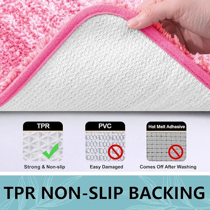 Arotive Microfiber Bathroom Rugs, Shaggy Soft and Absorbent Bath Rug, Non-Slip, Thick Plush Machine Washable Dry Bath Mats for Bathroom, Tub and Shower, 36x24, Pink, Rectangular - ModernBath