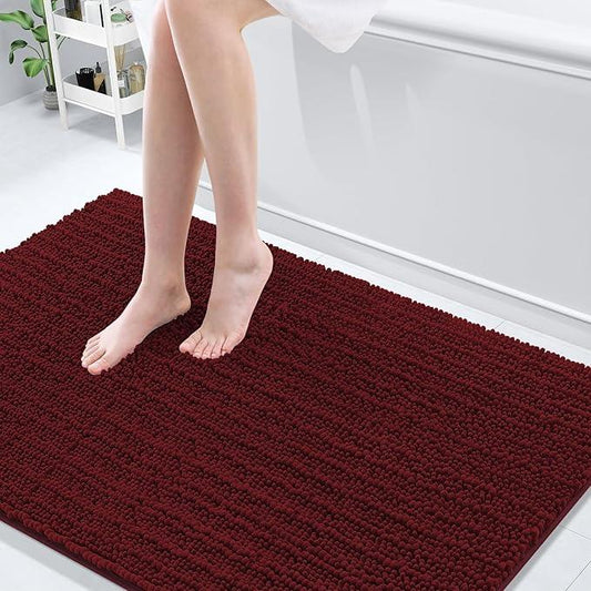 Arotive Luxury Chenille Bathroom Rug Mat, Extra Soft Thick Absorbent Shaggy Bath Rugs, Non-Slip Machine Wash Dry, Plush Bath Mats for Bathroom, Shower and Tub, 59x35, Burgundy - ModernBath