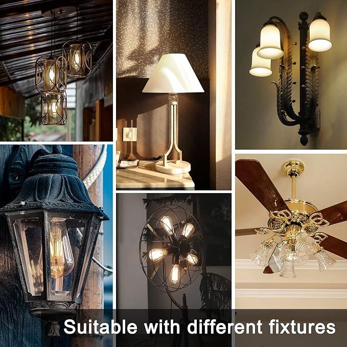 TJOY Edison Light Bulbs 60W Equivalent, Dimmable Vintage LED Light Bulbs, E26 Medium Base, Warm White 2700K, ST58, 8W, 800LM, 80+ CRI, Antique Decorative Filament LED Bulb, Clear Glass, 6 Pack - ModernBath
