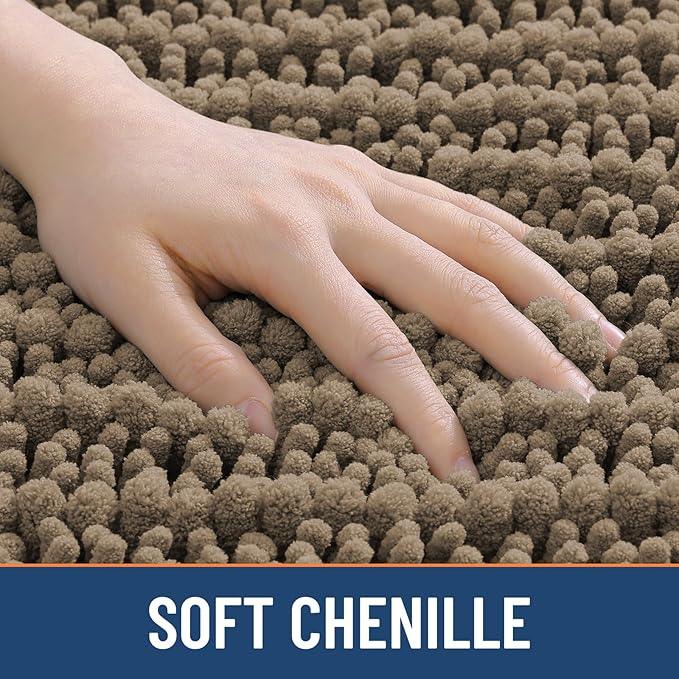 Smiry Bathroom Rugs Mat 59x24, Extra Soft Absorbent Chenille Bath Rugs, Non Slip Rubber Backing Machine Washable Quick Dry Bath Mats for Bathroom Floor, Tub, Shower, Home Decor Accessories, Camel - ModernBath