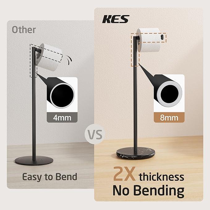 25" H Natural Marble Base Toilet Paper Holder Stand for 6 Rolls, Black Free Standing Toilet Paper Holder with Reverse, 18/8 Stainless Steel Tissue Holder for Bathroom, Matte Black, BPH291B-BK - ModernBath
