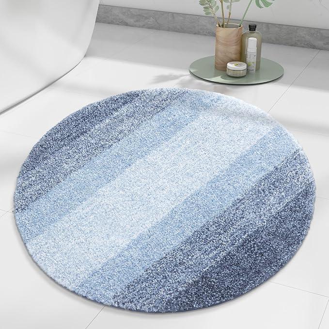 Arotive Microfiber Bathroom Rugs, Shaggy Soft and Absorbent Bath Rug, Non-Slip, Thick Plush Machine Washable Dry Bath Mats for Bathroom, Tub and Shower, 24x24, Light Blue, Round - ModernBath