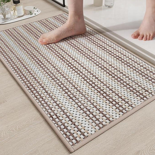 YDKGL Bathroom Rug Mat,Soft Non Slip Absorbent Water Bath Rug,Quick Dry Machine Washable Chenille Braided Shower Mat,Bath Mat for Bathroom Floor,Home Decor Accessories Coffee 24x35 - ModernBath