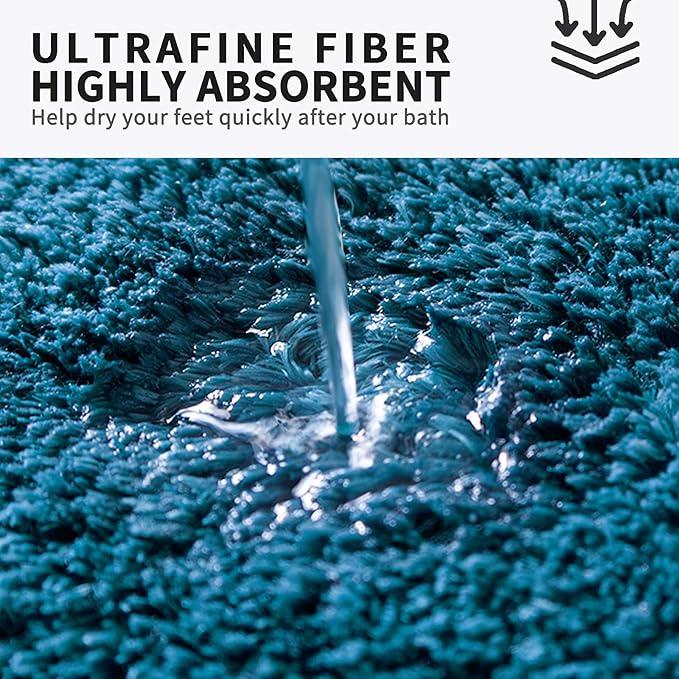 FIFU Bathroom Rugs 17" W x 24" L, Bath Mat for Bathroom, Bedroom, Laundry Room & Kitchen, Non-Slip Rubber Latex Backing, Extra Soft and Absorbent Microfiber Carpet, Machine Washable Rug, Peacock Blue - ModernBath