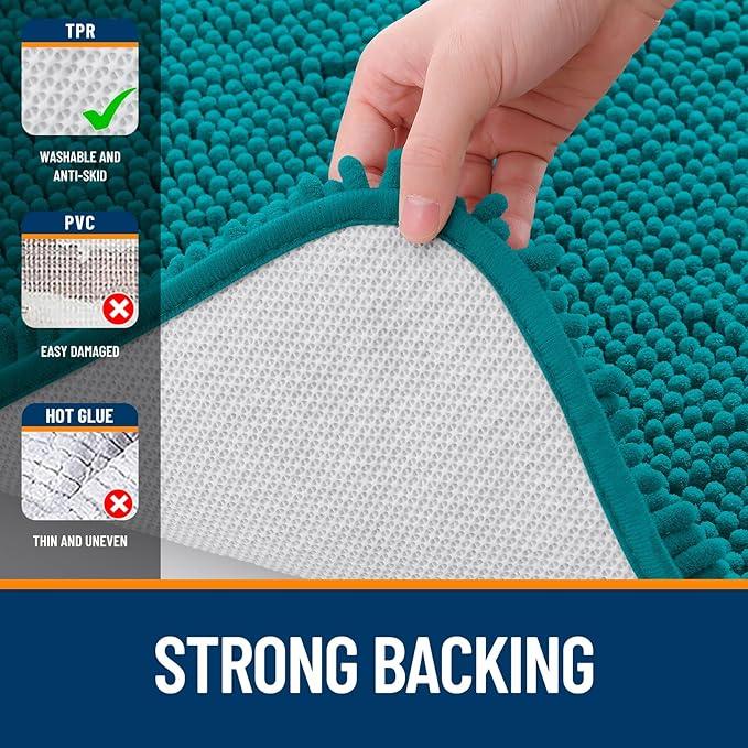 OLANLY Bathroom Rugs 36x24, Extra Soft Absorbent Chenille Bath Rugs, Rubber Backing Quick Dry, Machine Washable Bath Mats for Bathroom Floor, Tub and Shower, Home Decor Accessories, Deep Lake - ModernBath