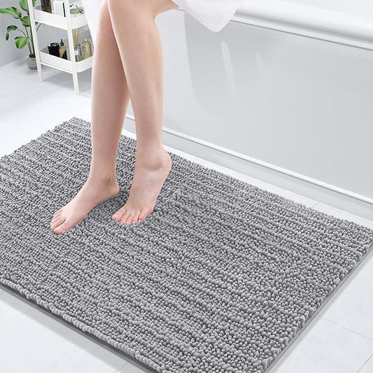 Arotive Luxury Chenille Bathroom Rug Mat, Extra Soft Thick Absorbent Shaggy Bath Rugs, Non-Slip Machine Wash Dry, Plush Bath Mats for Bathroom, Shower and Tub, 45x27, Grey - ModernBath