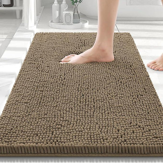 Smiry Luxury Chenille Bathroom Rugs 30x20, Extra Soft and Absorbent Shaggy Bath Mat, Machine Washable, Non-Slip Plush Carpet Runner for Tub, Shower, and Floor, Home Decor Accessories, Camel - ModernBath