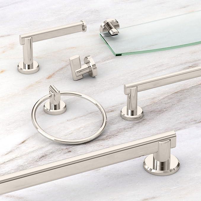 Gatco 5476 Locke Glass Shelf, Polished Nickel/Wall Mounted 20.13" X 5.38" Tempered/Floating Rectangle Glass Shelf for Bathroom - ModernBath