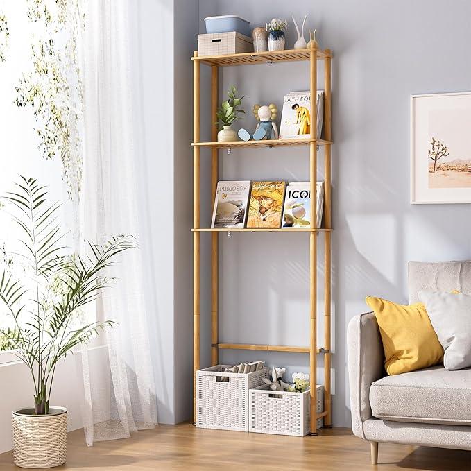 AmazerBath Over The Toilet Storage Shelf Bamboo, 3-Tier Over Toilet Organizer Rack, Freestanding Above Toilet Shelf for Bathroom, Laundry, Space Saver, Natural Color - ModernBath