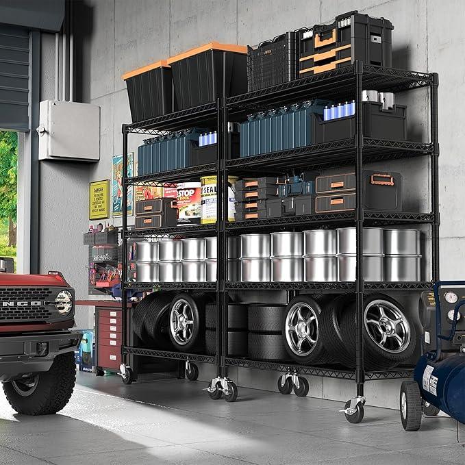 Garage Shelving 5 Tier Industrial Metal Shelving Units for Commercial, Basement, Pantry, Warehouse, School, Black Heavy Duty Easy Assembly 23.6" D x 53.2" W x 73.6" H - ModernBath