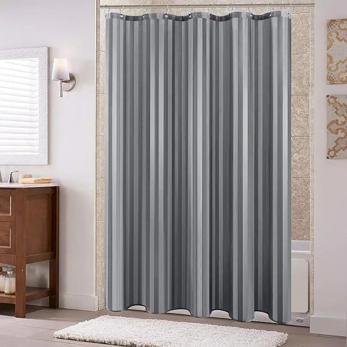 Biscaynebay Fabric Shower Curtain Liner 72" x 72", Dark Grey Water Repellent Stripes Bathroom Curtains Machine Washable - ModernBath