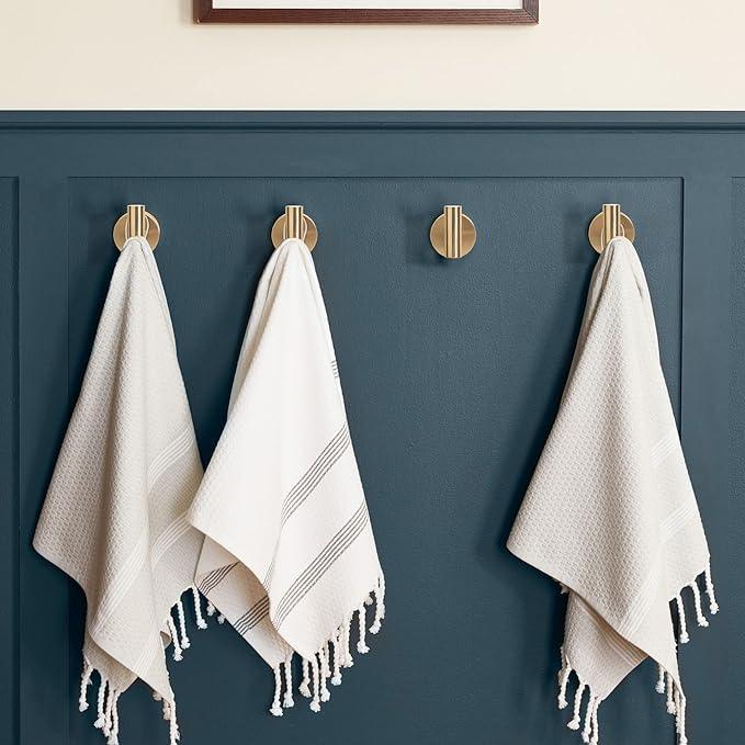 TUNNY 3 Pack Round Bathroom Towel Hooks - Champagne Gold Robe & Coat Hooks for Bathroom & Bedroom - ModernBath