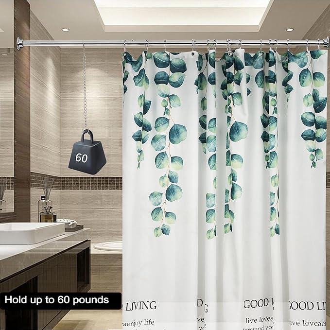 Artiwell 60" Heavy Duty Straight Shower Rod With Shower Rod Flange, Permanent Mount Shower Curtain Rod With Screws Bracket, Never Rust Stainless Steel, Window Curtain and Closet Rod, Chrome Plated - ModernBath