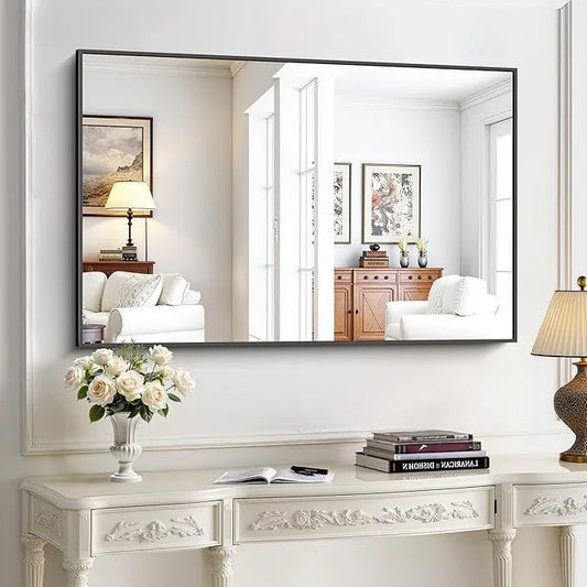 KOCUUY Black Rectangle Mirror, 30"x48" Bathroom Mirrors for Over Sink, Large Black Wall Mounted Mirror, Metal Framed Mirror for Wall, Vanity Mirror for Bathroom Living Room Bedroom Dining Room - ModernBath