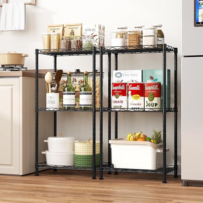 HOMEFORT Storage Shelves, 3-Wire Shelving, Metal Shelving Unit Adjustable Storage Shelves Rack for Kitchen, Pantry, Bathroom, Black, 15.7" W x 11.4" D x 30" H - ModernBath