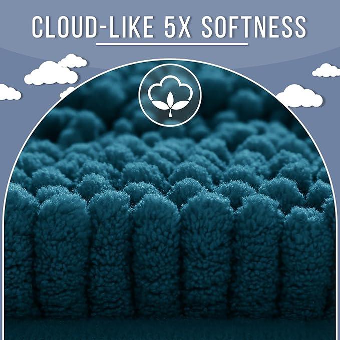 Yimobra Bathroom Rug Mat, Non Slip and Super Absorbent Bath Mat, Machine Washable Quick Dry, Ultra Plush Chenille Shower Rugs for Bathroom Floor Sink Tub and Shower Outside, Peacock Blue, 24 x 17 - ModernBath