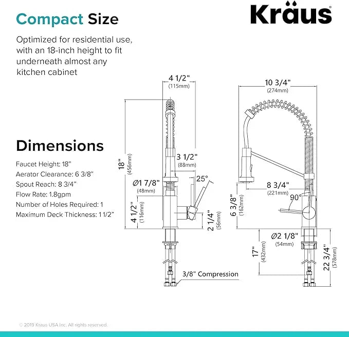 KRAUS Bolden 2-Function Single Handle Pull Down Kitchen Faucet, Commercial Style Stainless Steel/Chrome, KPF-1610SSCH - ModernBath