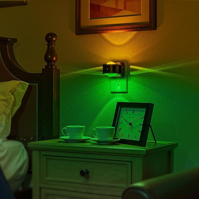 Briignite Night Light Projector, RGB Color Changing Night Light for Kids, 180° Rotating Night Lights Plug into Wall, Dusk to Dawn Sensor, RGB Ambient Lighting for Gaming Room Bathroom Gifts, 2 Pack - ModernBath