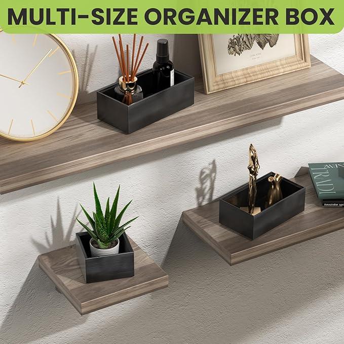 Bamboo Drawer Organizer Set, 5 PCS Multi-use Varied Sizes Junk Drawer Organizer Kitchen Storage Box for Office, Home, Bedroom, Bathroom, Black - ModernBath