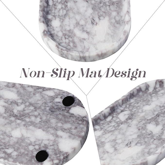 Koville Real Luxurious Marble Vanity Tray, 12"x6" Calacatta Viola Marble Catchall Tray for Bathroom, Natural Stone Perfume Trays Jewelry Dish for Dresser, Genuine Stone Storage Tray for Home Decor - ModernBath