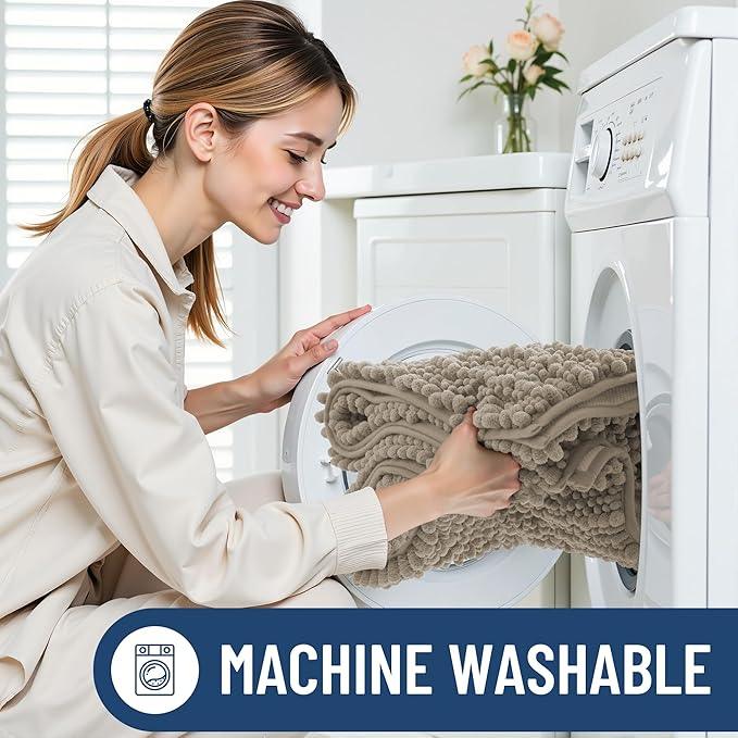 Smiry Bathroom Rugs Mat 30x20, Extra Soft Absorbent Chenille Bath Rugs, Non Slip Rubber Backing Machine Washable Quick Dry Bath Mats for Bathroom Floor, Tub, Shower, Home Decor Accessories, Latte - ModernBath
