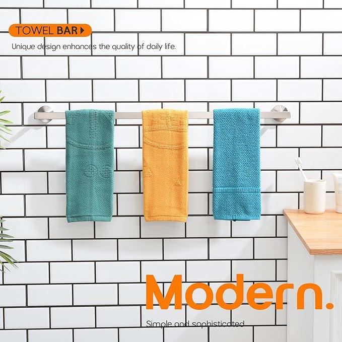 32 Inch Bathroom Towel Bar Bath Towel Rack Kitchen Towel Holder Long Towel Rails Wall Mounted SUS304 Stainless Steel Brushed Nickel AN4001BR-L32 - ModernBath