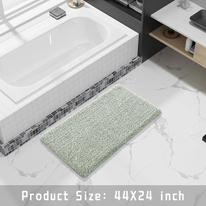 Yimobra Light Green and White Bathroom Rugs Non Slip Washable 44x24, Ultra Soft and Water Absorbent Bath Mats, Plush Fluffy Shower Mat Outside, Luxury Microfiber Thick Matts for Bathroom Floor/Tub - ModernBath
