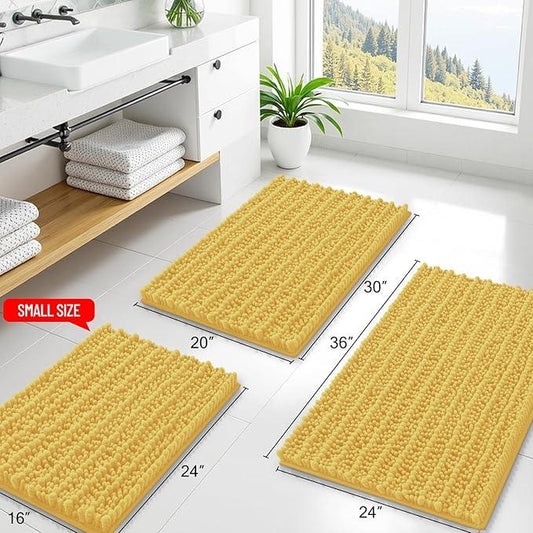 Smiry Bathroom Rugs Mat 47x24, Extra Soft Absorbent Chenille Bath Rugs, Non Slip Rubber Backing Machine Washable Quick Dry Bath Mats for Bathroom Floor, Tub, Shower, Home Decor Accessories, Yellow - ModernBath