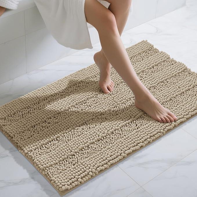 Yimobra Bathroom Rug Mat 44 x 24, Non Slip and Super Absorbent Bath Mat,Machine Washable Quick Dry,Ultra Plush Chenille Shower Rugs for Bathroom Floor Sink Tub and Shower Outside,Camel - ModernBath
