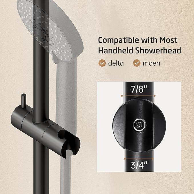 KES 30-Inch Matte Black Shower Slide Bar with Adjustable Handheld Shower Head Holder for Bathroom Wall Mount 18/8 Stainless Steel, F209S78-BK - ModernBath
